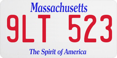 MA license plate 9LT523