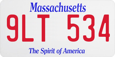 MA license plate 9LT534