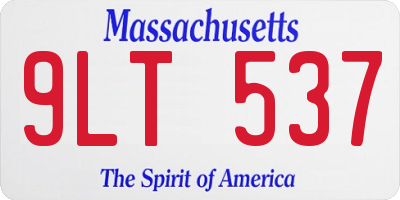 MA license plate 9LT537