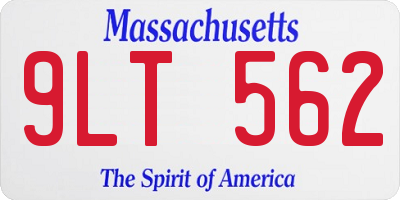 MA license plate 9LT562