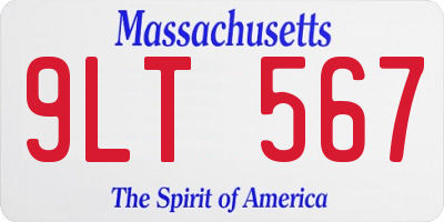 MA license plate 9LT567