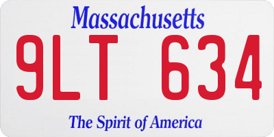 MA license plate 9LT634