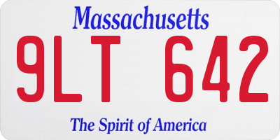 MA license plate 9LT642