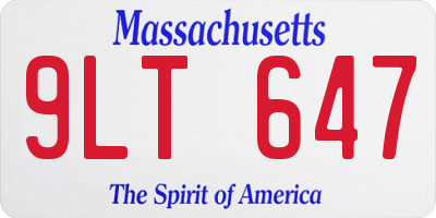 MA license plate 9LT647