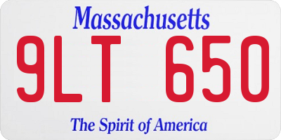 MA license plate 9LT650