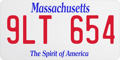 MA license plate 9LT654