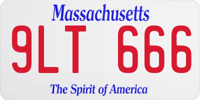 MA license plate 9LT666