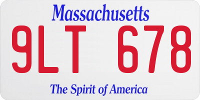 MA license plate 9LT678