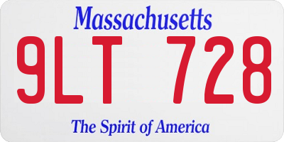 MA license plate 9LT728