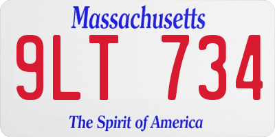 MA license plate 9LT734