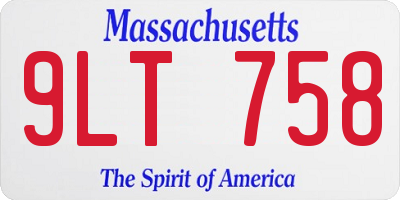 MA license plate 9LT758