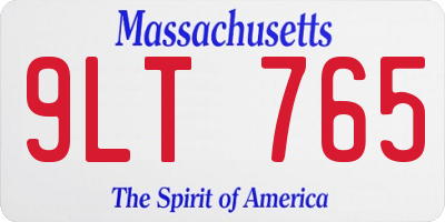 MA license plate 9LT765