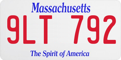 MA license plate 9LT792