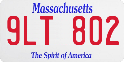 MA license plate 9LT802