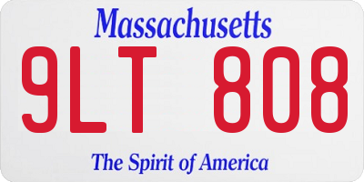 MA license plate 9LT808