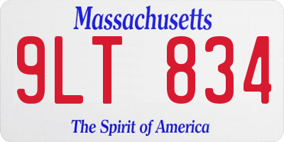 MA license plate 9LT834