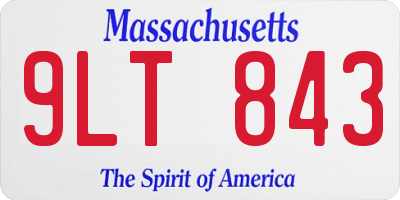 MA license plate 9LT843
