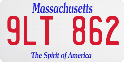 MA license plate 9LT862