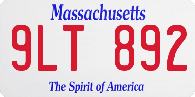 MA license plate 9LT892