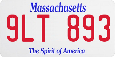 MA license plate 9LT893