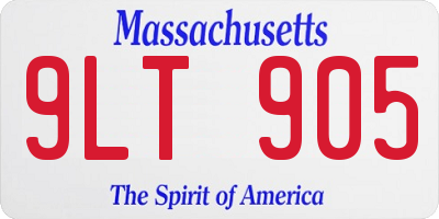MA license plate 9LT905