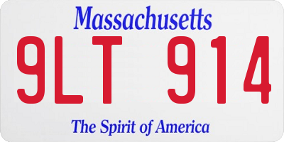 MA license plate 9LT914