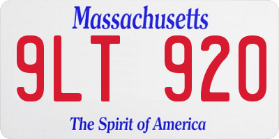 MA license plate 9LT920