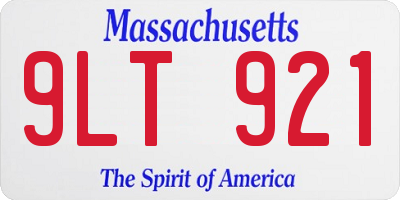 MA license plate 9LT921