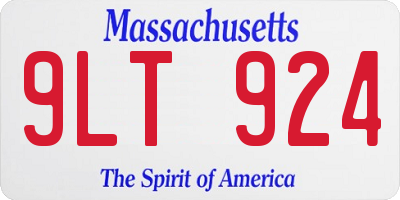 MA license plate 9LT924