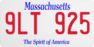 MA license plate 9LT925