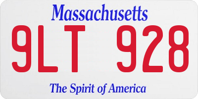 MA license plate 9LT928