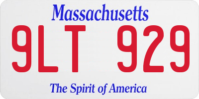 MA license plate 9LT929
