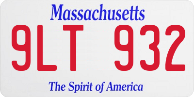 MA license plate 9LT932