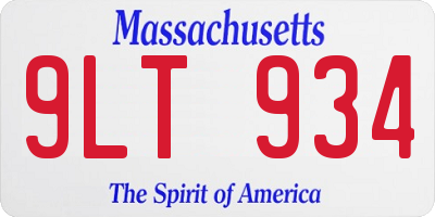 MA license plate 9LT934