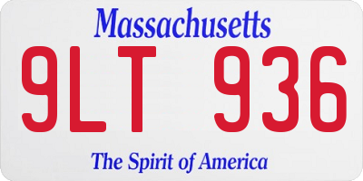 MA license plate 9LT936