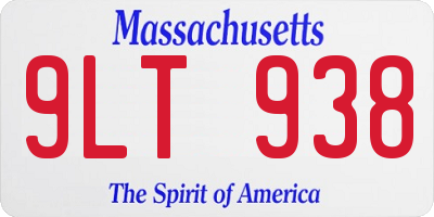 MA license plate 9LT938