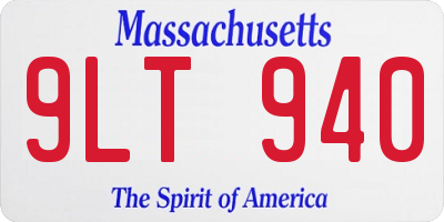 MA license plate 9LT940