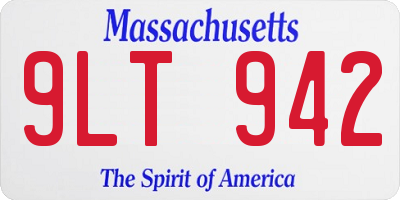 MA license plate 9LT942