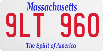 MA license plate 9LT960