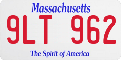 MA license plate 9LT962