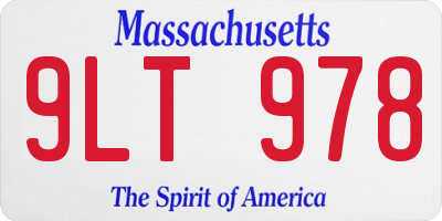 MA license plate 9LT978