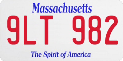 MA license plate 9LT982