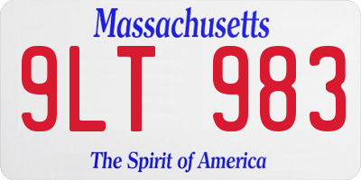 MA license plate 9LT983