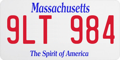 MA license plate 9LT984