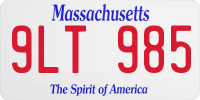 MA license plate 9LT985