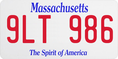 MA license plate 9LT986