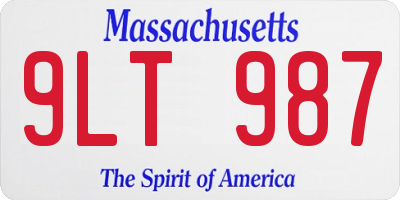 MA license plate 9LT987