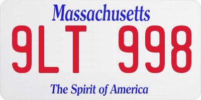 MA license plate 9LT998