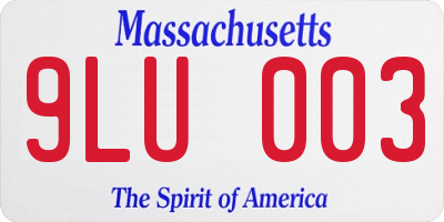 MA license plate 9LU003