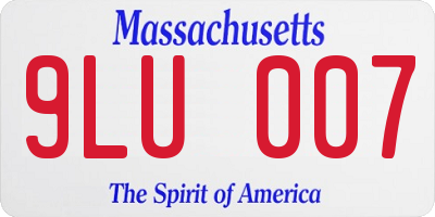MA license plate 9LU007